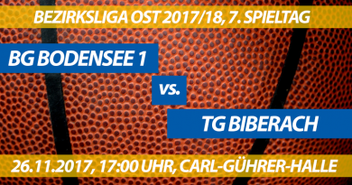 Spielvorschau: BG Bodensee 1 - TG Biberach, 7. Spieltag, Bezirksliga Ost 2017/18