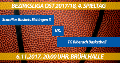 Spielvorschau: ScanPlus Baskets Elchingen 3 - TG Biberach, 4. Spieltag, Bezirksliga Ost 2017/18